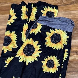 Sunflower Print Black Pajama Pants Soft Women XL